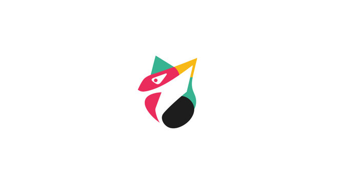 Abstract Geometric Illustration of a Unique Colorful Shape with Eye and Musical Note Elements