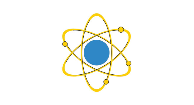 A Simplified Graphic Representation of an Atom Isolated on a Pure White Background
