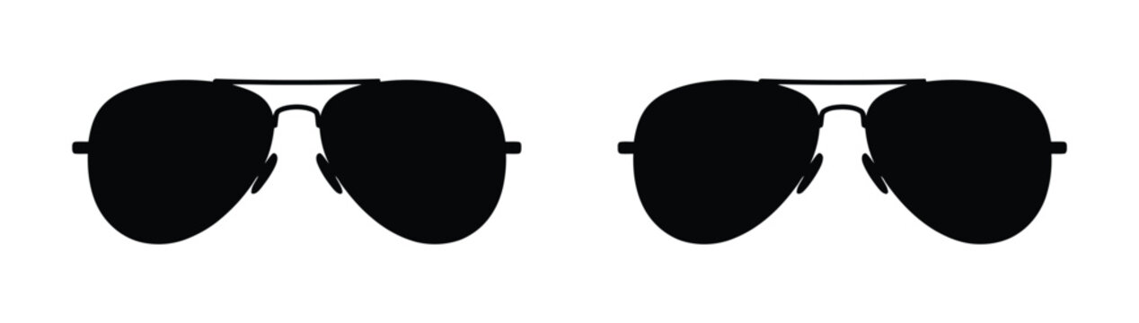Black aviator sunglasses on white background Vector