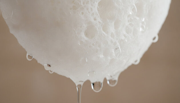 Wet organic Konjac facial sponge macro with soft porous botanical texture