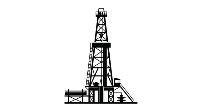 Oil Rig Drilling Derrick Vector Illustration