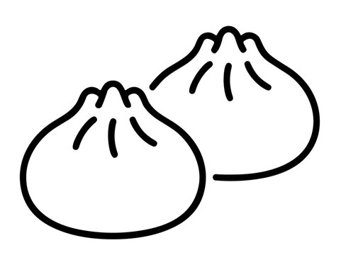 Two chinese steamed buns dim sum appetizer line icon vector
