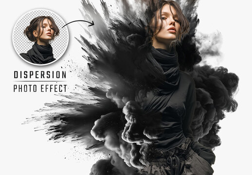 Dispersion Explosion Photo Effect With Smoke and Dust Mockup