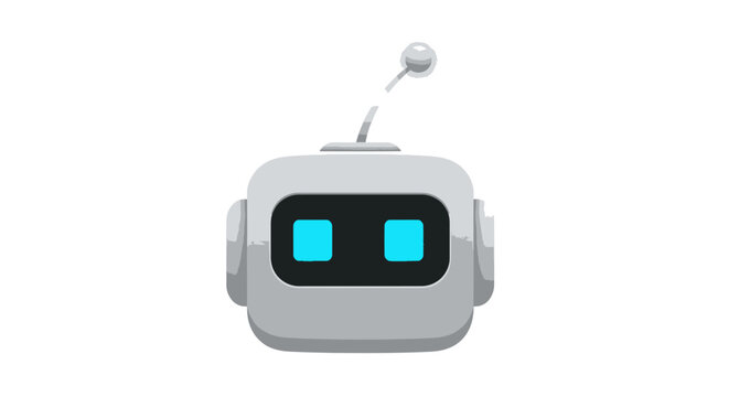 Cute Cartoon Robot Illustration with Antenna Perfect for Technological and Digital Concepts