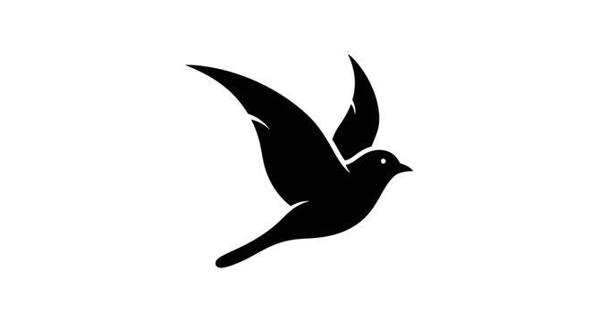 Silhouette of a bird soaring against a white backdrop in graceful flight patterns