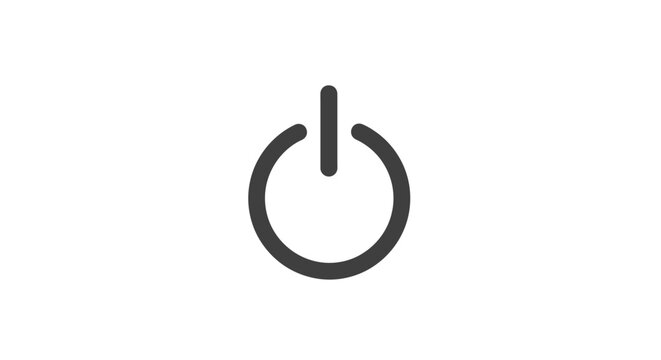 Minimalist power button icon on white background symbolizing activation or initiation