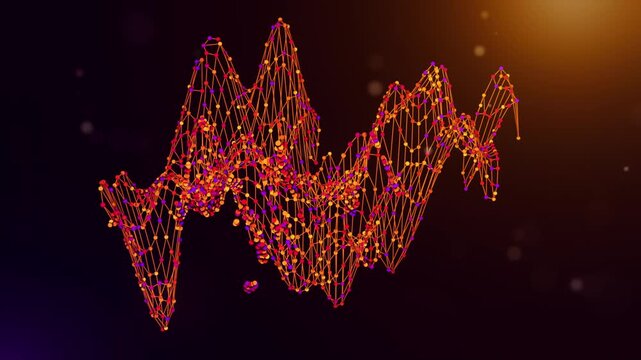 Animated Singapore map reveal built from neural network connections and colorful data nodes with connected intelligence text over a glowing purple and orange bokeh technology background.