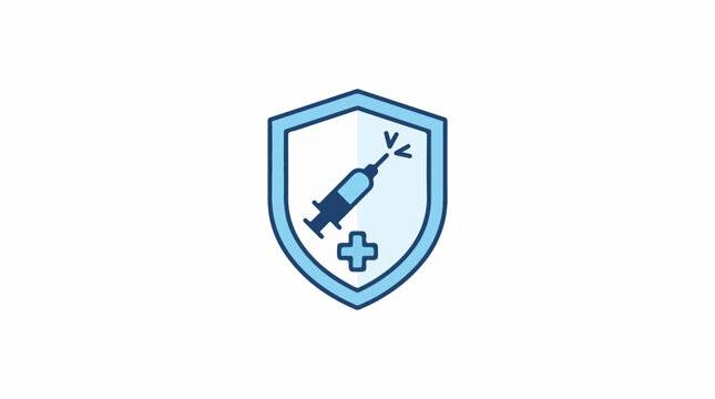 Shield with syringe and plus sign, symbolizing medical protection and vaccination