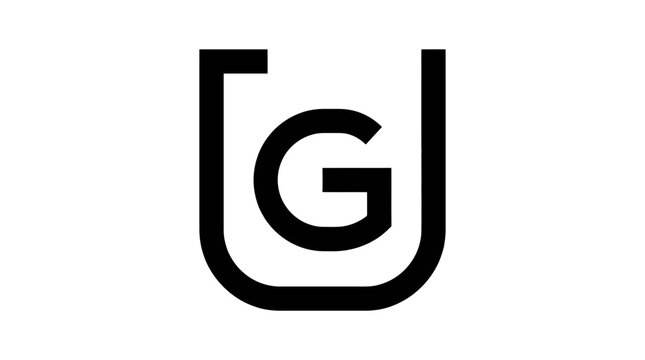 Minimalist black letter G and U monogram logo design.