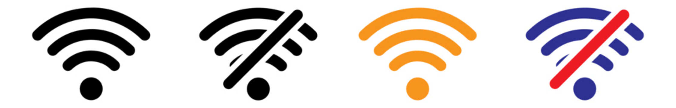 Set of Wi Fi and  Wi Fi signal vector illustration. Wi Fi logo icon set. Wi Fi icon in editable stroke.