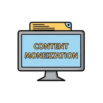 Content Monetization on Computer Screen.
