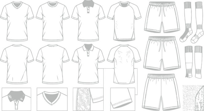 Soccer uniform clothing set with shirts shorts and socks
