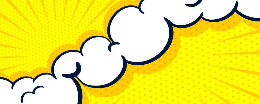 abstract comic background with zoom effect and cartoon cloud element