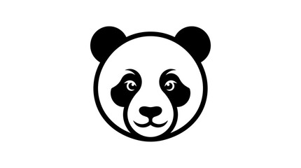 Black panda bear face logo icon. © Bun