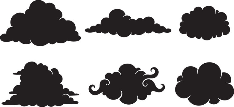 Fluffy Sky Shapes and Traditional Oriental Cloud Vector Elements
