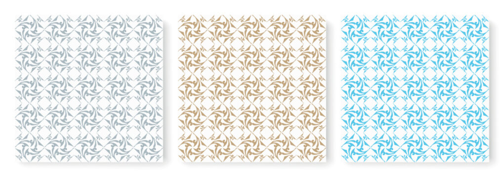 Collection of flower geometric patterns. Decorative prints. Seamless vector backgrounds. Colored ornaments. Ornament for fabric, wallpaper, packaging.