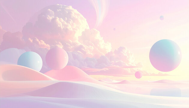 Dreamy Pastel Planet Landscape