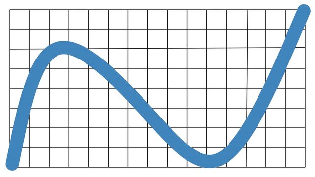 Thick line moving and banding on a white grid background - animated illustration