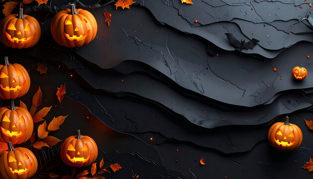 Halloween Pumpkins on Dark Paper