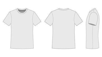 Naklejka premium Unisex plain light gray t-shirt front back and side view mockup with t shirt clothing design apparel design tshirt mockup t shirt template short sleeve round neck fashion design clothing