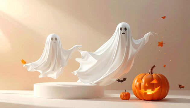 Friendly Halloween Ghost Scene