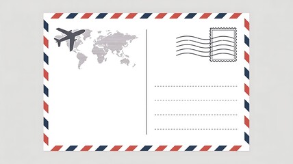 Fototapeta premium Postcard template, blank postal card, travel mailer, greeting card design