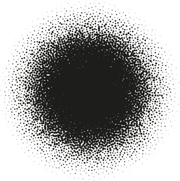 Spray dot noise vector element isolated in white background. Grain circle texture spot. Dissolve radial effect.