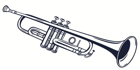 Stylized trumpet outline with three valves brass instrument musical instrument brass band marching band big band jazz band trumpet player wind instrument sound production black and white © Mamun