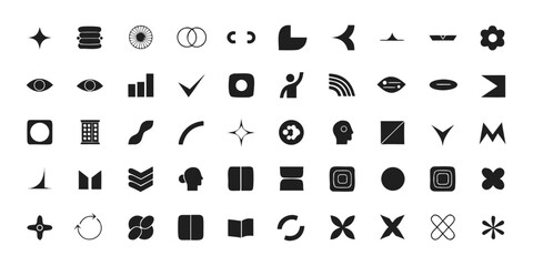 Collection of abstract geometric icons and symbols with abstract geometric collection minimalist creative decoration illustration symbolic artistic abstracts patterns modernism creativity © Mamun