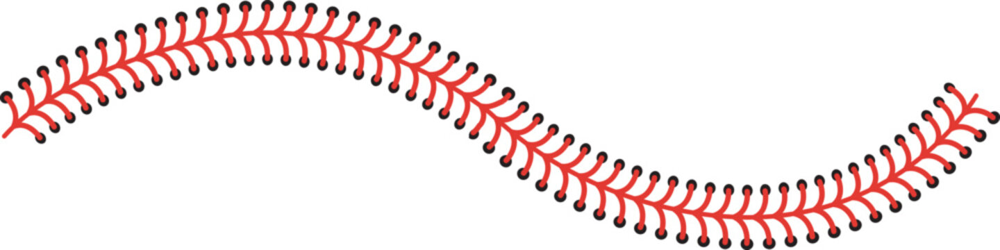 Curved Baseball Stitch Border Sports Illustration Design