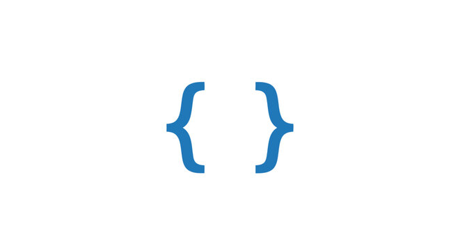 Minimalist representation of code brackets on white background for design and data