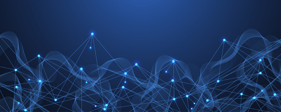 Global network connection concept. Big data visualization. Social network communication in the global computer networks. Internet technology. Business. Science. Vector illustration