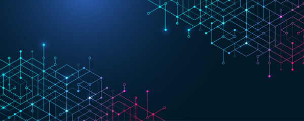 Obraz premium Abstract digital blockchain cube blocks concept. 3D big data cubes quantum computer technology idea. Artificial intelligence data core cubes design element