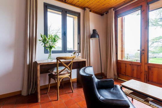Interior of hotel room with furniture