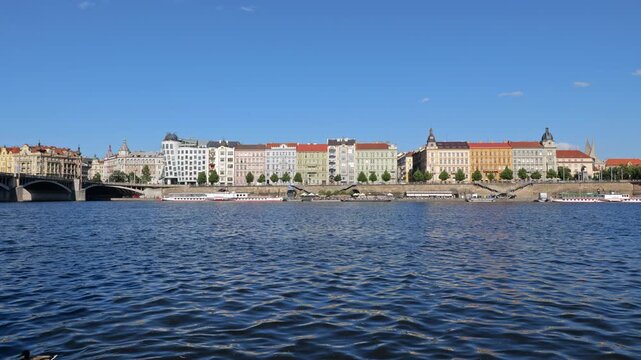 City center skyline of Prague at Vltava river in Czechia (Czech Republic).
