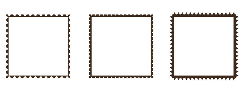 Set Postmark empty Frame isolated transparent background. Simple brown vector Postmark collection. EPS 10