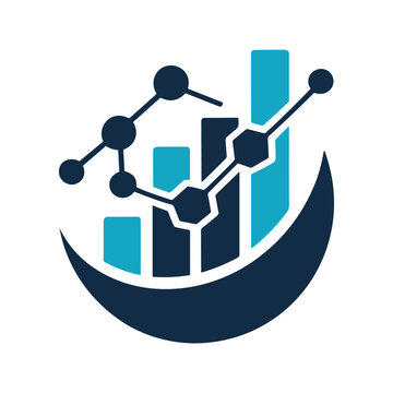 Business data analytics logo with bar chart and network graph