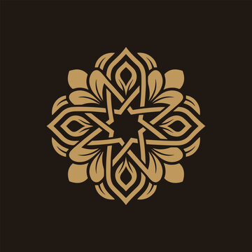 Golden ornamental mandala pattern on a dark background