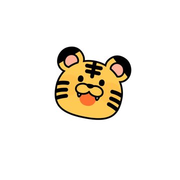 Cute Cartoon Tiger Face Illustration - Adorable Wild Animal Character Design