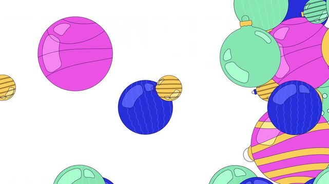 Christmas ornament transition effect video overlay set. Festive baubles. Xmas holiday. Animated flat cartoon wipe reveal on transparent background. Scene change collection. Dynamic fill motion graphic