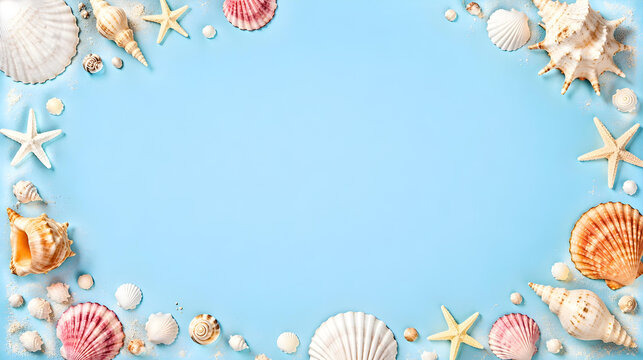 frame with seashells 