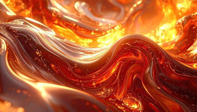 Abstract Fiery Lava Flow with Molten Gold Swirls and Intense Heat.
