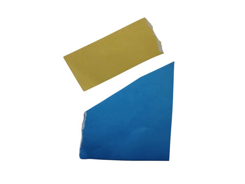Abstract geometric shapes with a gold rectangle and a blue triangle piece for modern graphic design isolated on transparent background