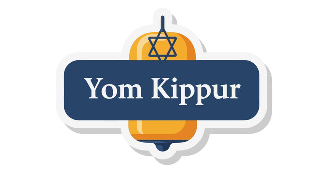 Yom kippur sticker with star of david and scroll design