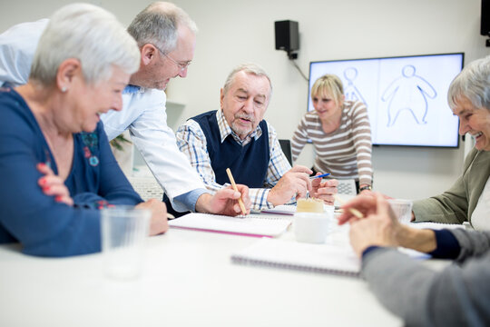 Senior citizens attending public health course