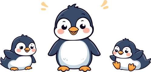 Cute cartoon penguin seamless vector pattern with playful baby bird characters and fish for winter textile design © MdArif