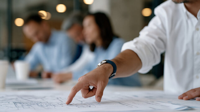 Municipal infrastructure planner pointing to a deteriorating transformer on a city substation map during a grid modernization budget meeting, colleagues leaning in over a