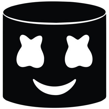 Marshmello music dj mask vector silhouette illustration isolated on white background.