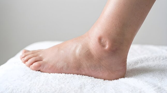 Close up of Pitting Edema on Swollen Foot and Ankle