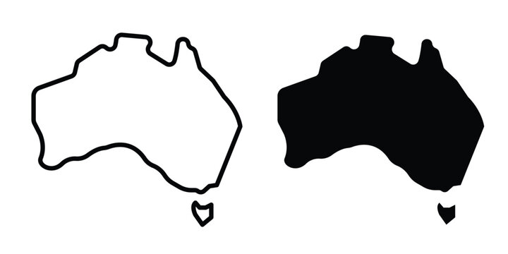 Australia map icon vector bundle in black